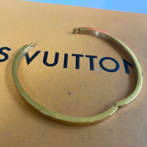 Louis Vuitton Bangle Bracelet Gold Tone Logos NO BOX - Picture 2 of 6